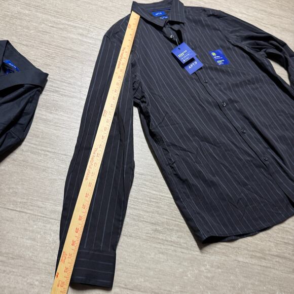 (3) Apt. 9 Premier Flex NWT No Iron Long Sleeve Dress Shirt Men's L Black Gray - Picture 4 of 8